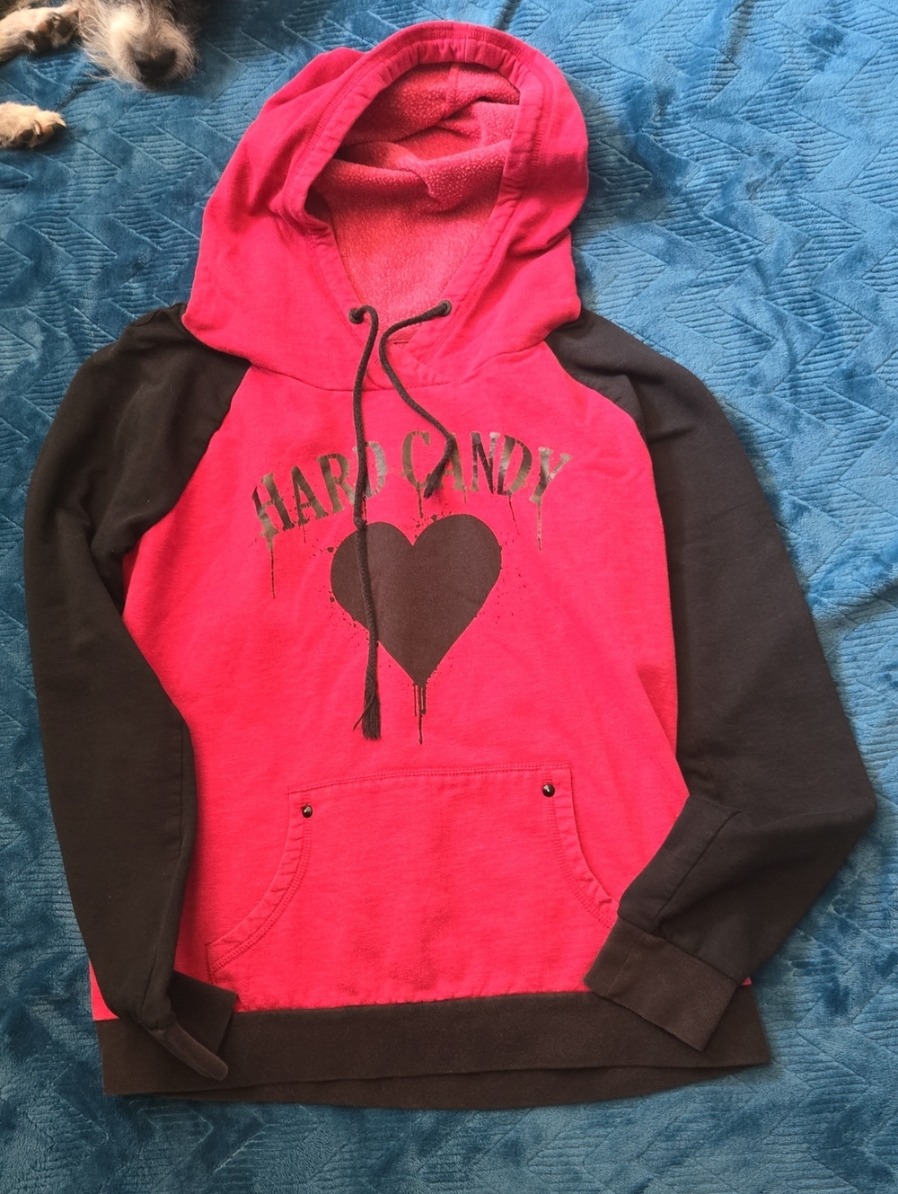 Hard Candy Pink and Black Heart Pullover Hoodie